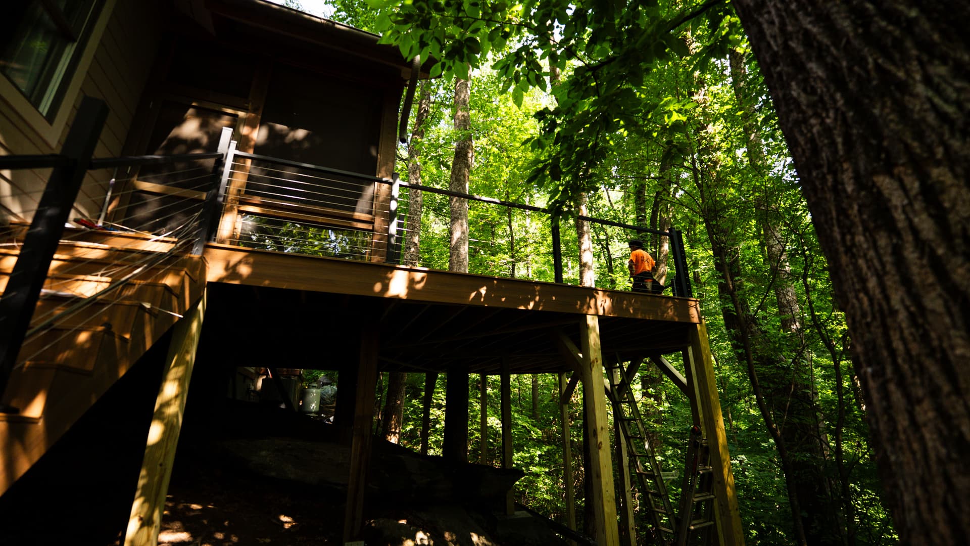 Gallery photos for Custom Elevated Deck Build on a Steep Lake Lure Site: Image #1
